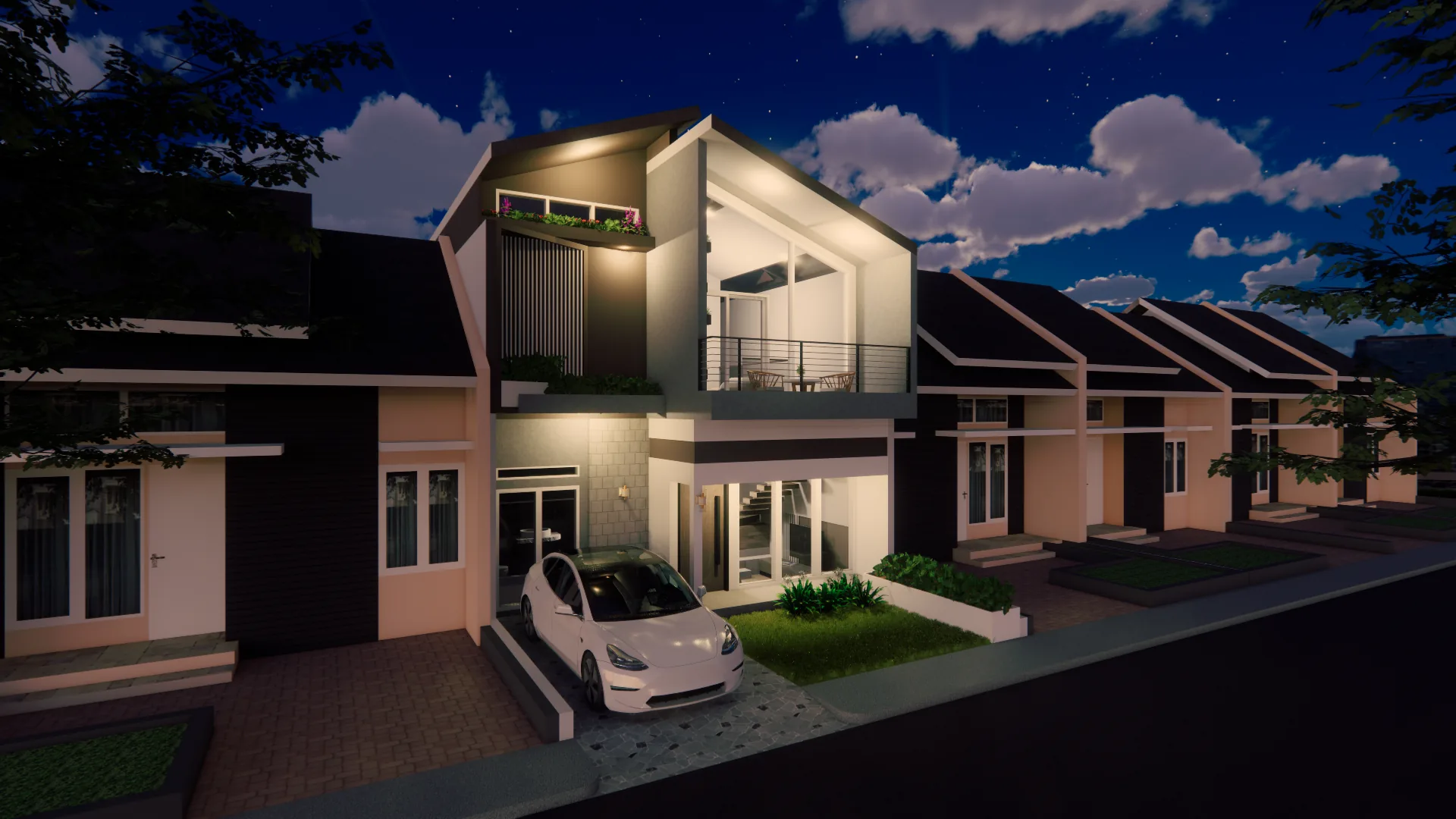 NeoFos House: evening exterior